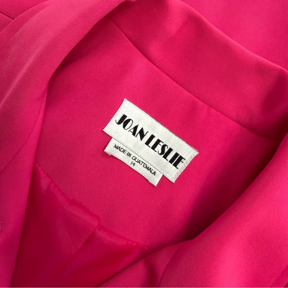 80’s 90’s Vintage Joan Leslie Hot Pink Blazer Jacket Size 14 - Picture 4 of 6